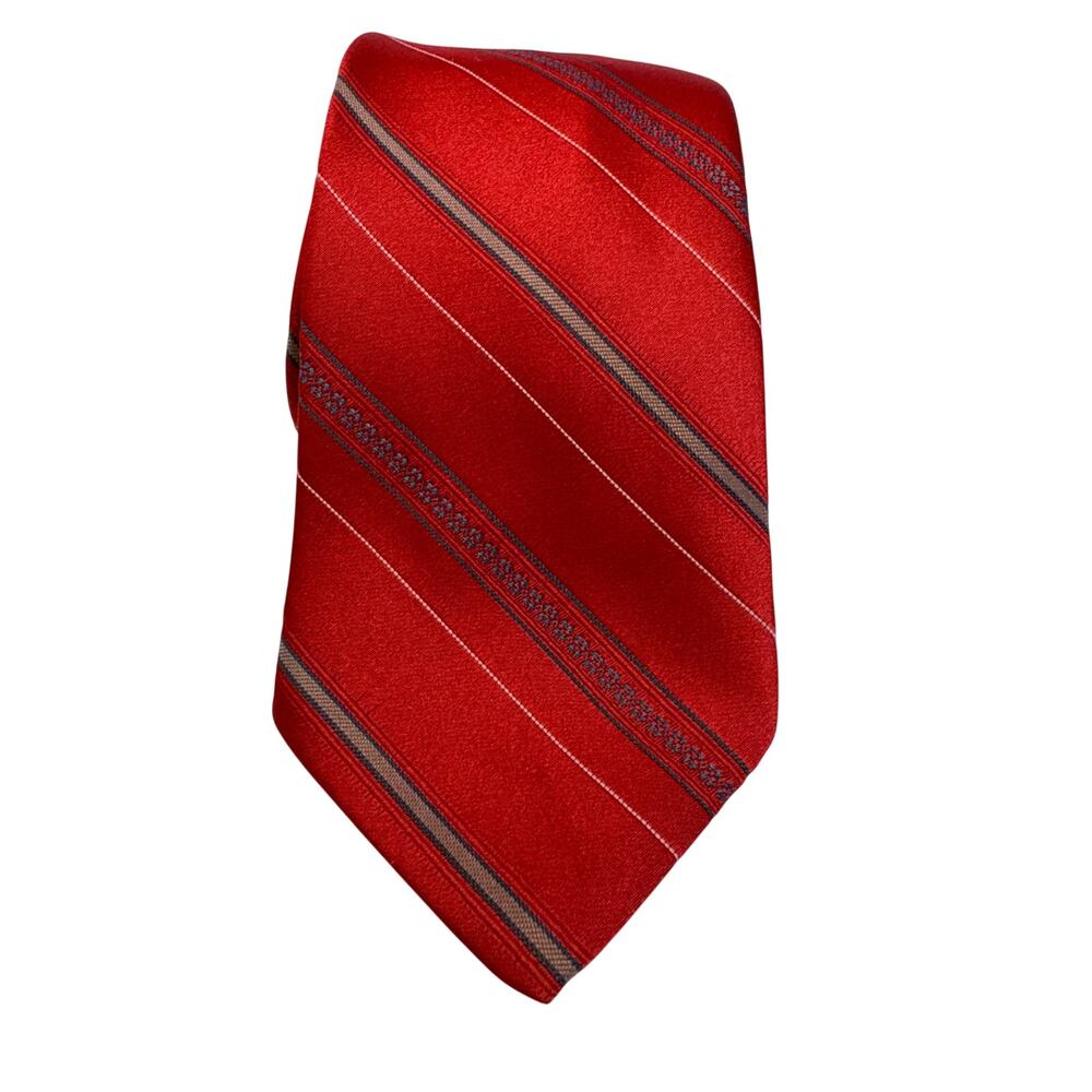 Ketch Men's Striped Red and Gray Classic Tie